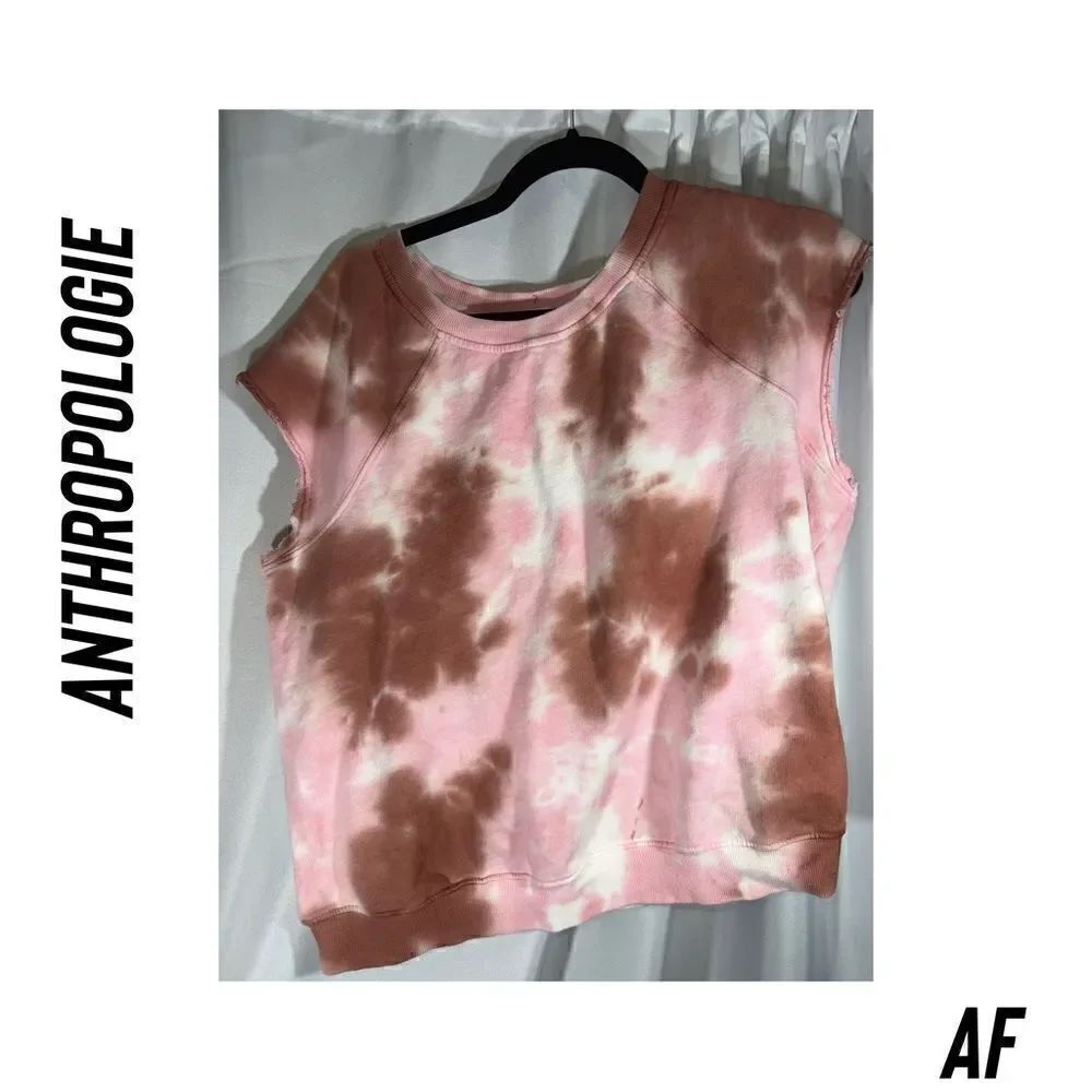 ANTHROPOLOGIE BY T LA TIE DYE CUT OFF SWEATSHIRT TOP NEW XL